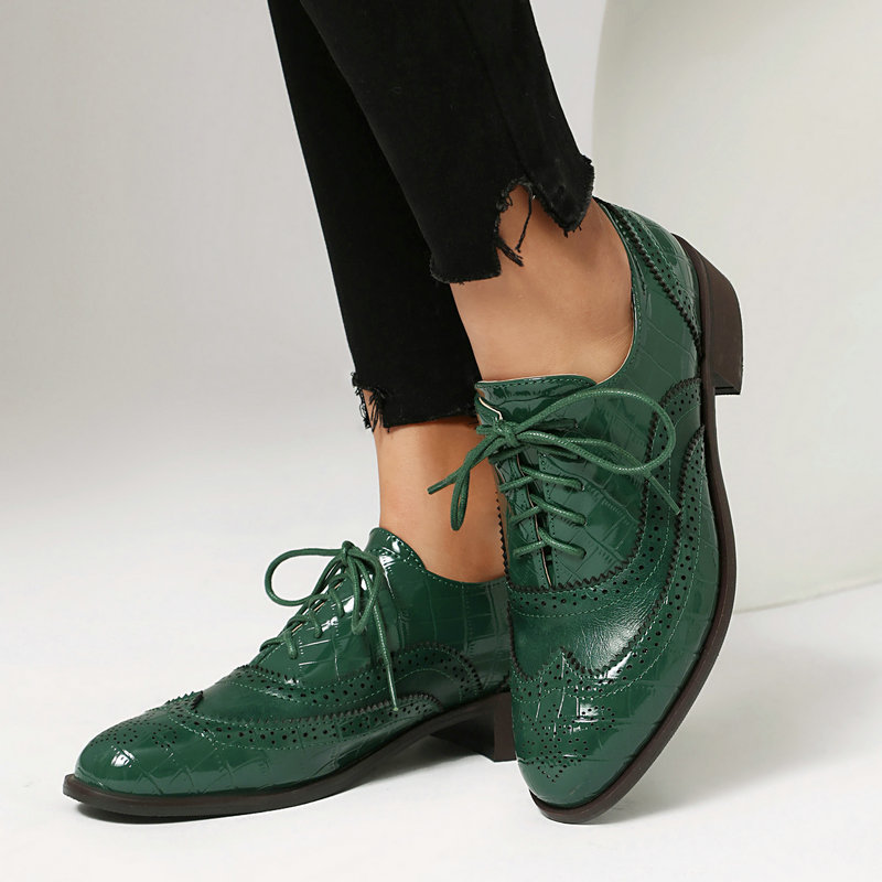 Oxford Brogue Leather - Женские туфли-оксфорды с принтом под камень,