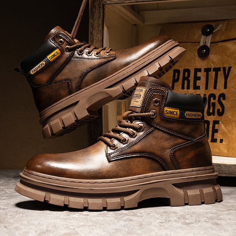 Men'S Shoes Dq - Винтажные мужские ботильоны на платформе, осенне-зимние
