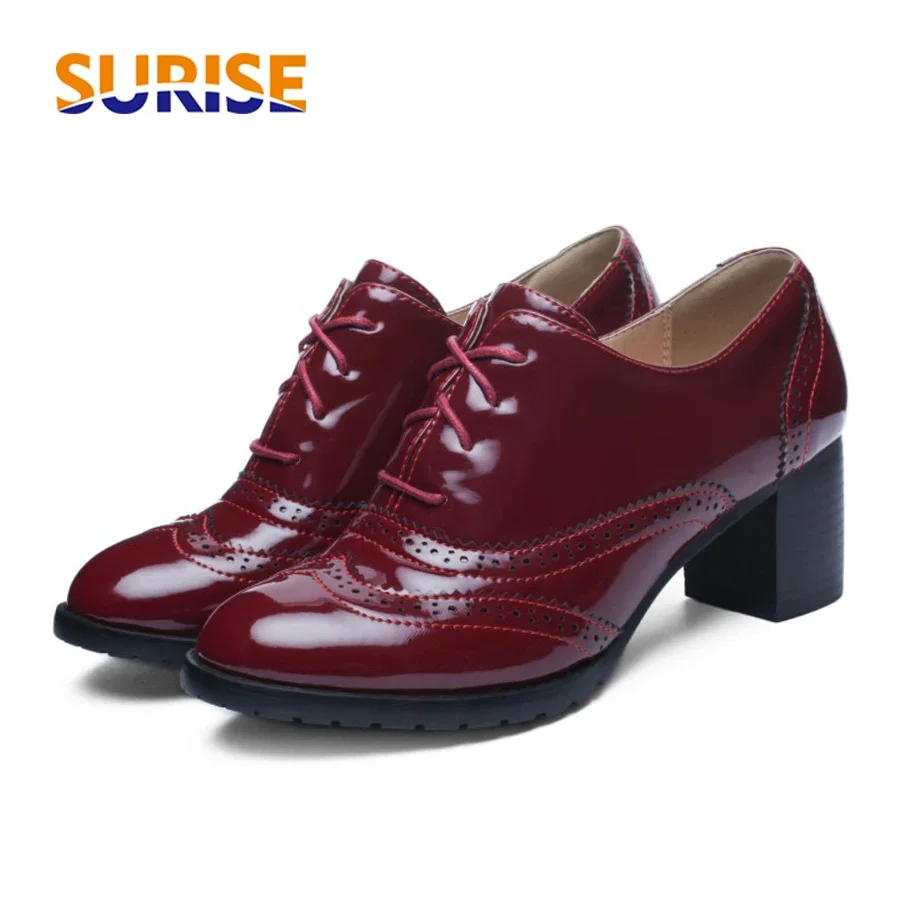 Oxford Brogue Leather - Женские оксфорды в британском стиле, синие,
