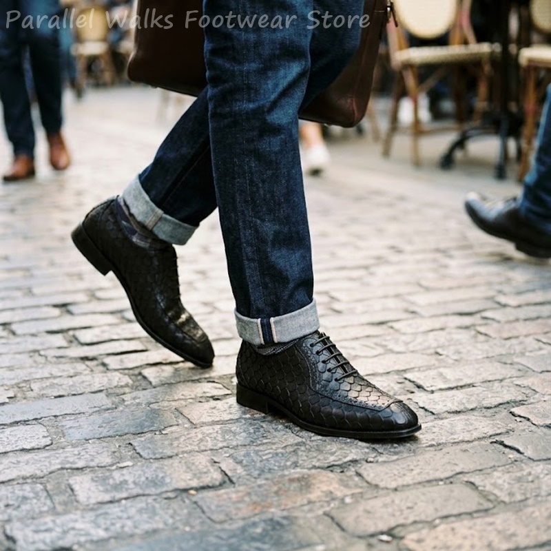 Oxford Brogue Leather - Мужские оксфорды Sartorial из кожи с