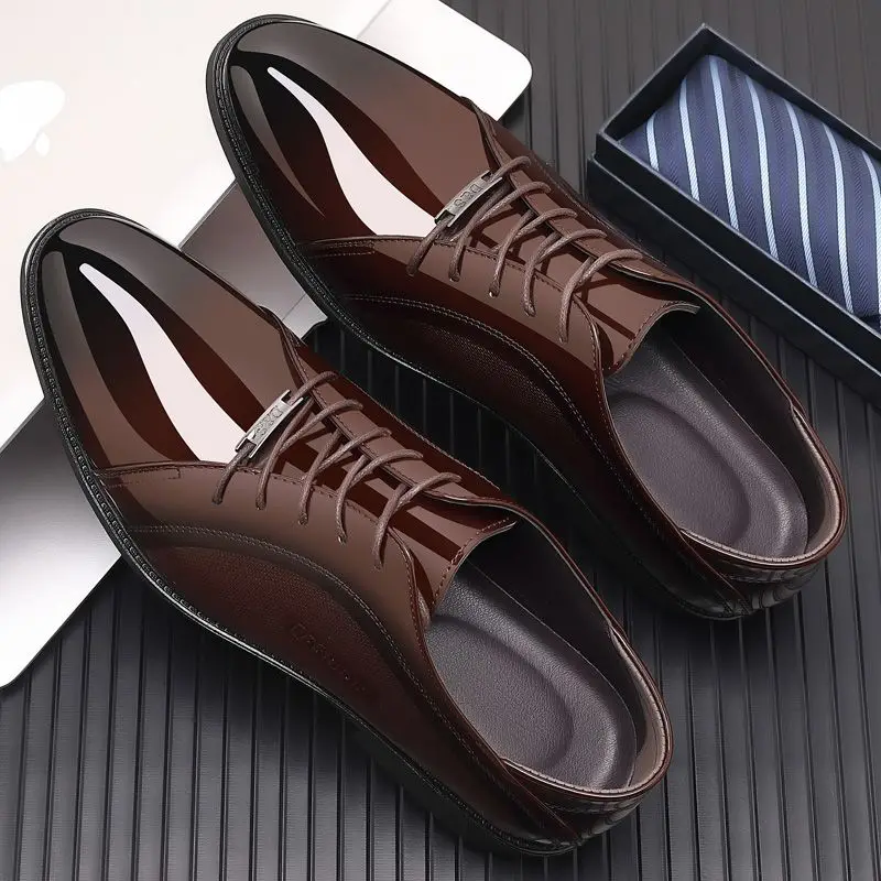 Яркая черная социальная обувь  – обзор и цена Men Shoes Clearance