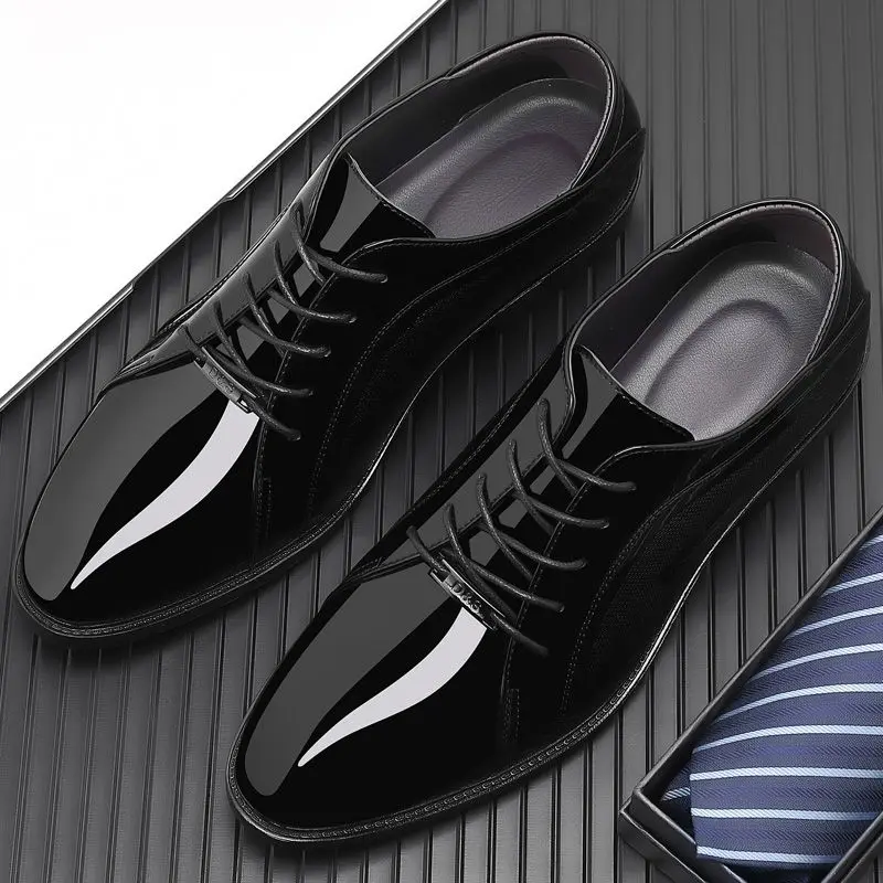 Яркая черная социальная обувь  – обзор и цена Men Shoes Clearance