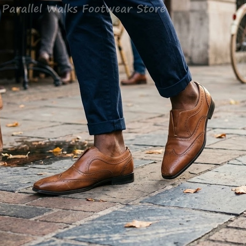 Мужские коричневые кожаные туф – обзор и цена Oxford Brogue Leather