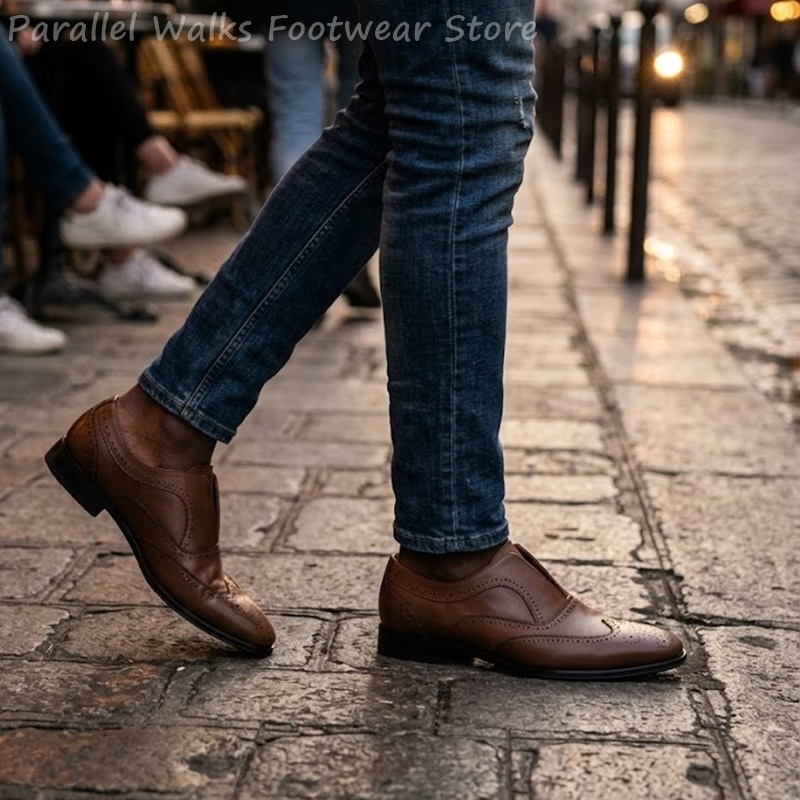 Мужские коричневые кожаные туф – обзор и цена Oxford Brogue Leather